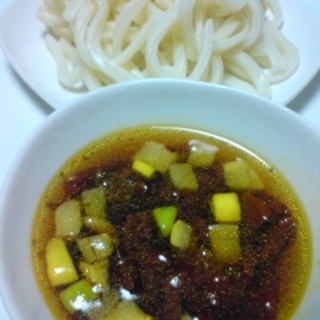 ドライトマトとズッキーニのつけ麺うどん